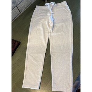 Loft Outlet Lounge Pants Small White Cozy Cotton Blend Drawstring Pockets Casual